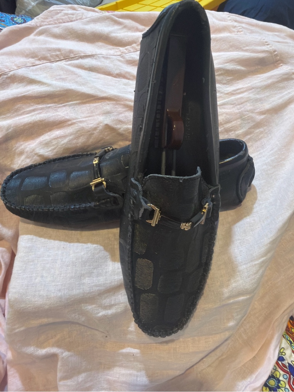 Salvatore Ferragamo Vintage Black Leather Bit-Detail Driving Loafers